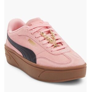 PUMA Women's Pink and Black Sneakers with Gold Accent